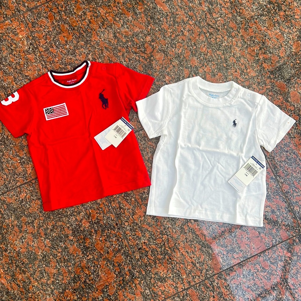 NEW! 2 Ralph Lauren 100% cotton T-Shirts for baby boy or girl. Newborn baby gift